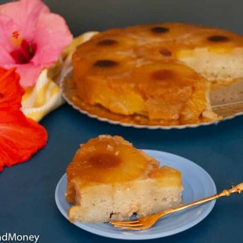 Eggless Pineapple upside down cake recipe