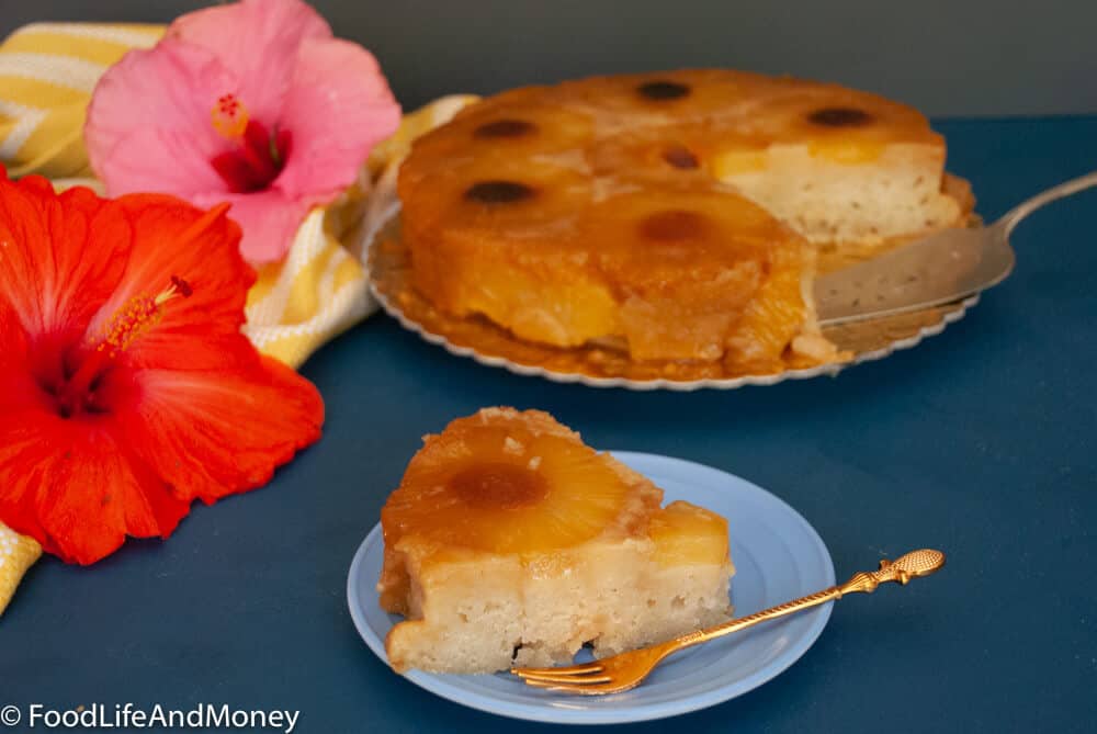 Eggless Pineapple upside down cake recipe